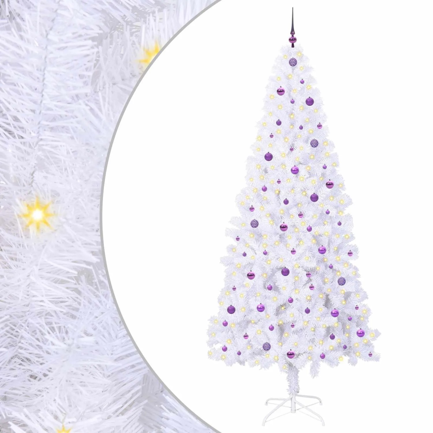 vidaXL Künstlicher Weihnachtsbaum Weiß 240 cm PVC und Stahl 3426681