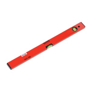 Rote Ellix Wasserwaage, 60 cm lang, mit horizontaler und vertikaler Libelle.