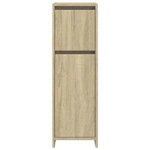 vidaXL Badezimmerschrank Sonoma-Eiche, 30x30x95 cm, mit zwei Fächern und Schublade.