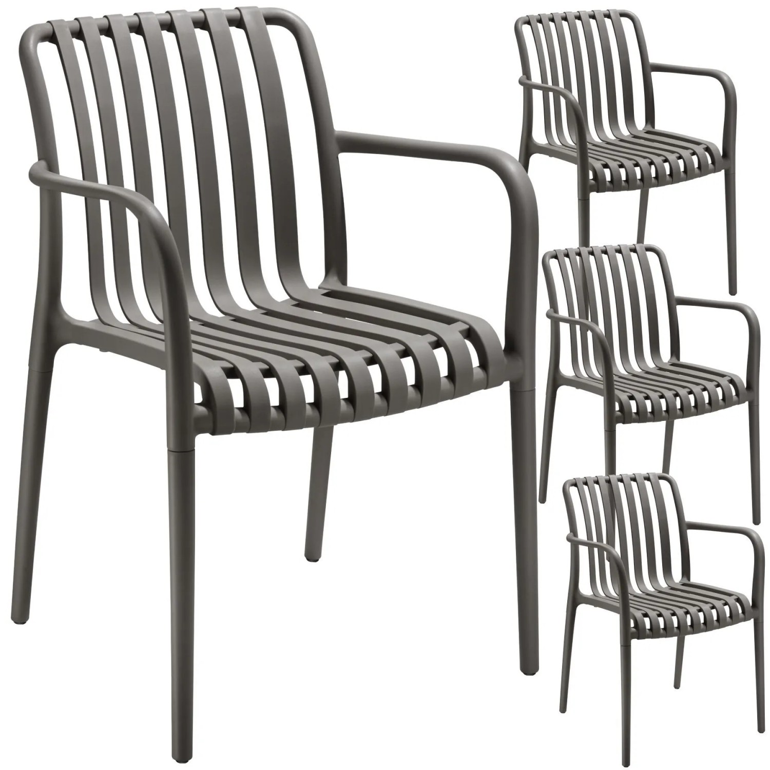 Tectake Gartenstühle Alcudia Wetterfest und Uv Beständig Platzsparend Stapelbar 4Er Set 58 x 54 50 x 80 50 cm Anthrazit