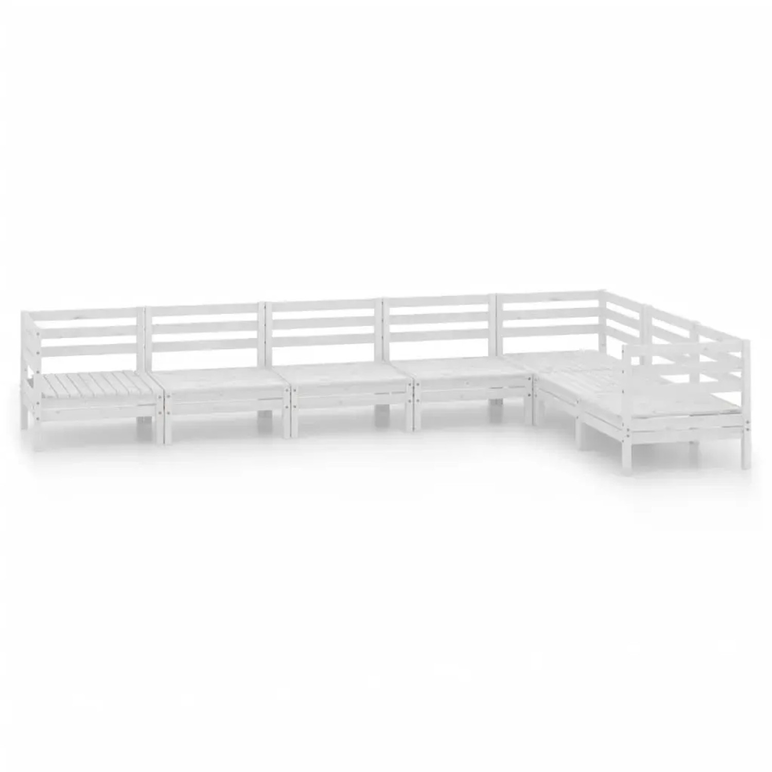 vidaXL 7-Tlg Garten-Lounge-Set Massivholz Kiefer Weiß 3083015