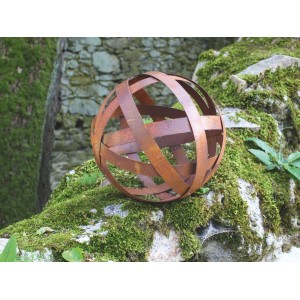 Ferrum Art Design Deko-Kugel aus Edelrost-Blechstreifen, Ø 40 cm, Gartendekoration.