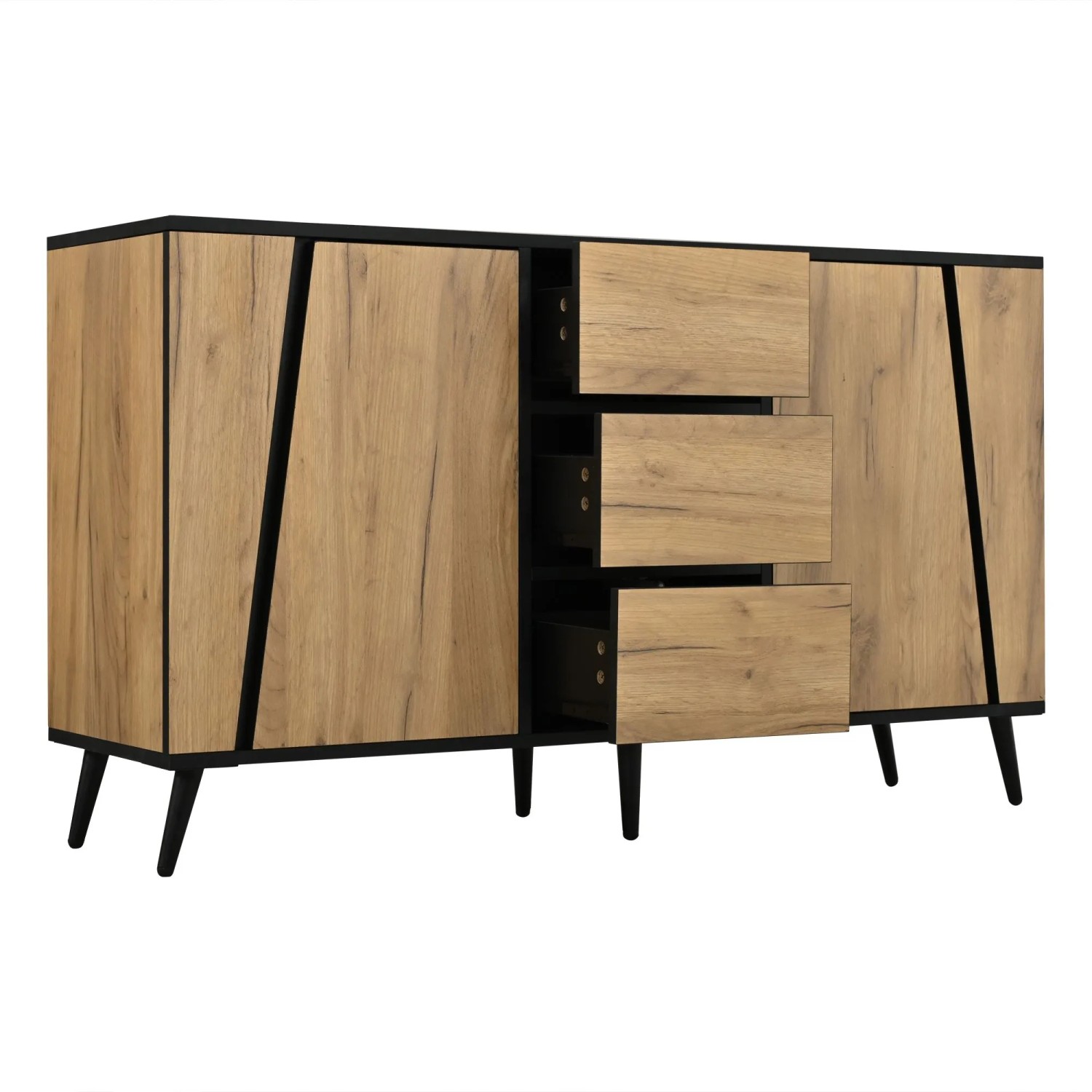 Merax Sideboard 2 Türen 3 Schubladen Kaffeebar Stauraumschrank Schwarz