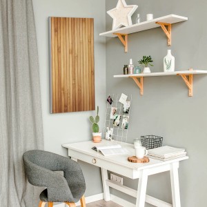 Banjado Magnettafel 37x78cm mit Bambus-Motiv, silberne Magnetwand für Notizen und Fotos.