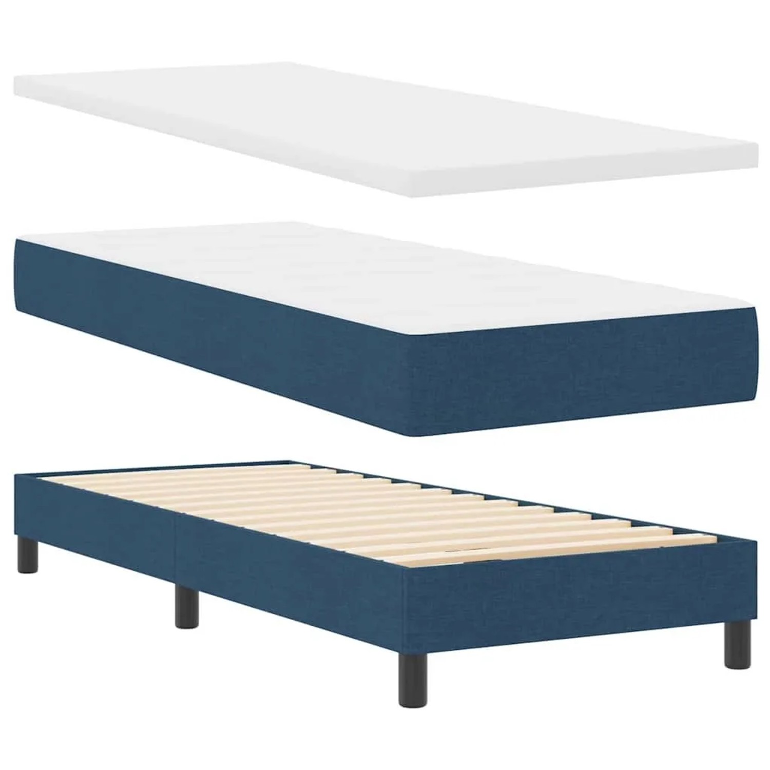 vidaXL Boxspringbett mit Matratze Blau 80 x 200 cm Stoff 3340058 günstig online kaufen