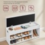 Weiße Vasagle Schuhbank mit Sitzfläche und Stauraum für Schuhe und Accessoires.