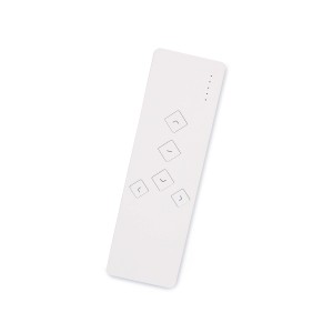 Weiße Avosdim 5-Kanal Funk-Fernbedienung zur Rollladensteuerung.