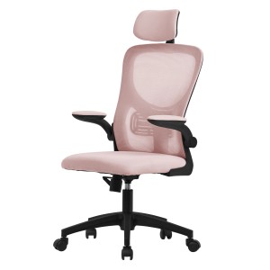 Ergonomischer ML-Design Bürostuhl in Rosa mit Netzrücken, verstellbar für optimalen Komfort.