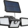 Solar-LED-Außenstrahler mit Bewegungssensor, 7W, 800lm, mit Solarpanel für Wandmontage.