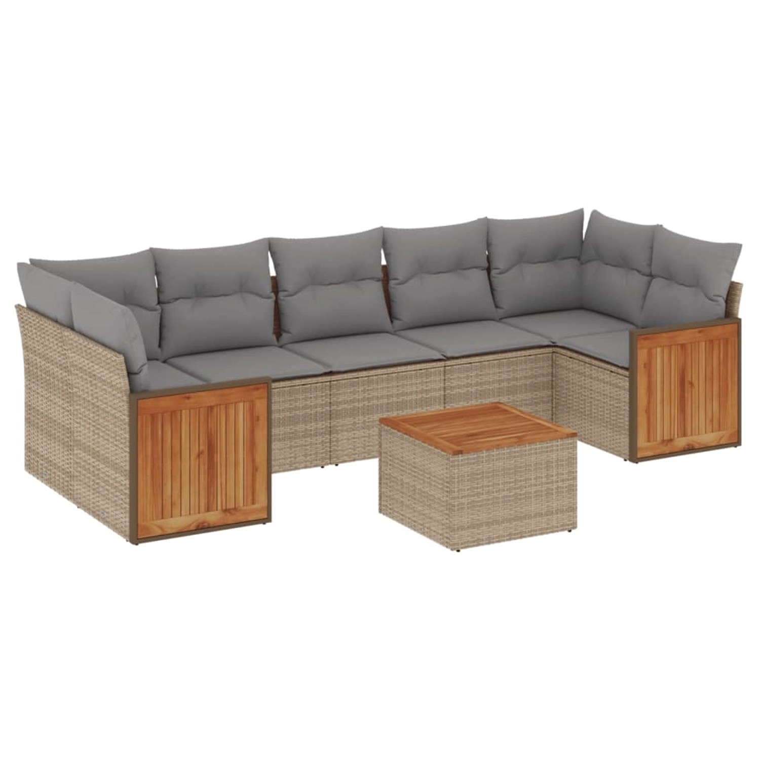 vidaXL 8-Tlg Garten-Sofagarnitur mit Kissen Beige Poly Rattan 3227494 günstig online kaufen