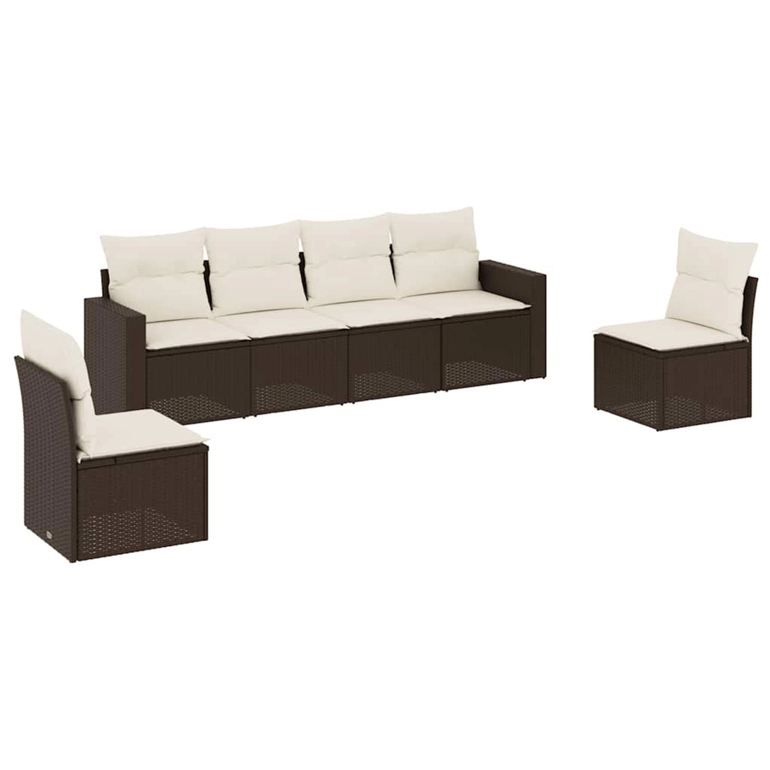 vidaXL 6-Tlg Garten-Sofagarnitur mit Kissen Braun Poly Rattan 3218803 günstig online kaufen