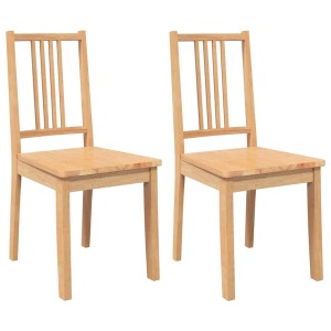 vidaXL Esszimmerstühle 2 Stk Natur Massivholz Gummibaum 4102398