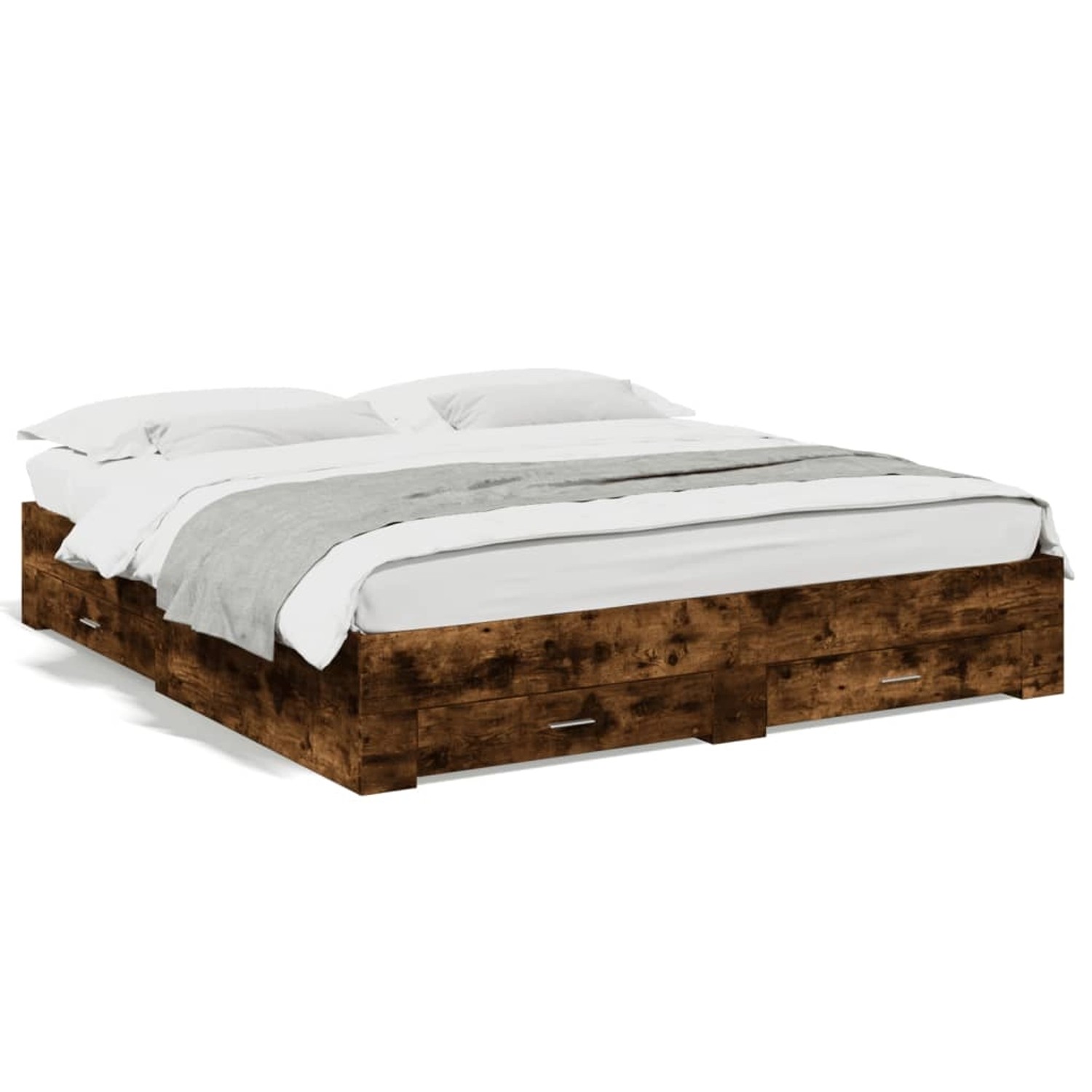 vidaXL Bettgestell mit Schubladen Räuchereiche 200x200cm Holzwerkstoff 3280 günstig online kaufen