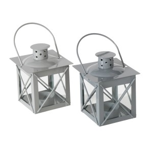 Boltze Laterne Farol, 17cm, grau/hellgrau, Weihnachtsdekoration für eine gemütliche Atmosphäre.