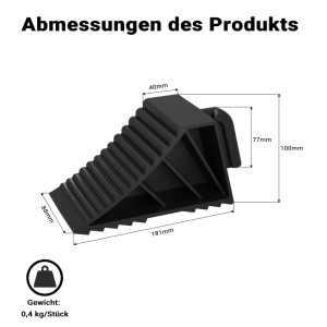 Wiltec 2X Unterlegkeile 21X8,75X10Cm Bremskeil 2T Tpr Anhänger Wohnmobil Keil