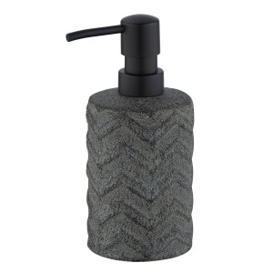 Schwarzer Wenko Seifenspender Mantua aus Keramik mit strukturierter Oberfläche.