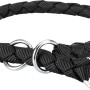 Schwarzes Trixie Zugstopp Halsband Cavo S für Hunde, geflochten, mit Zugbegrenzung und silbernen Ringen.