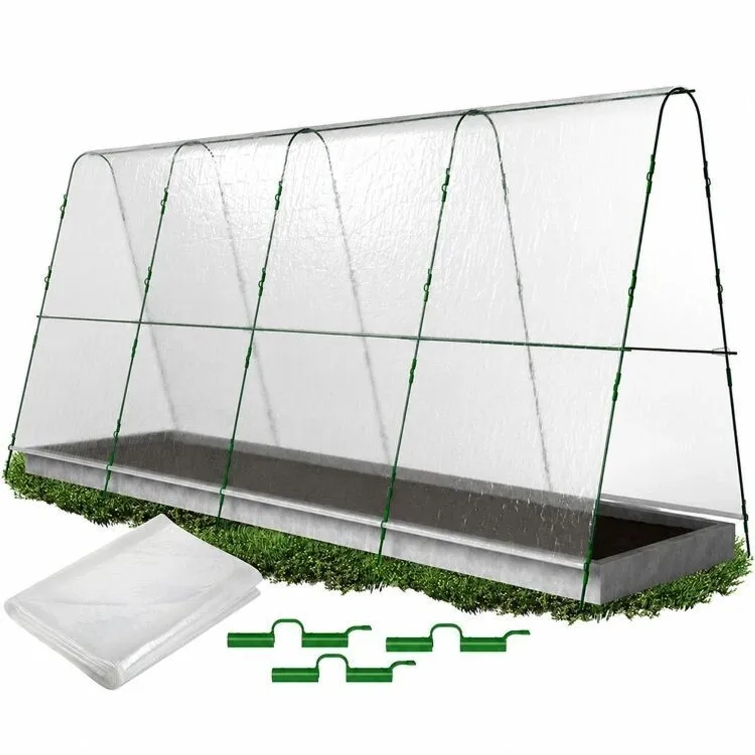 TTL GARDEN Folientunnel Set PEAK XXL 400 x 120 x 180 cm mit PE Folie Pflanztunnel Foliengewächshaus Frühbeet Gewächshaus Garten