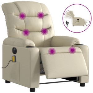 vidaXL Massagesessel Elektrisch Creme Kunstleder 3206593