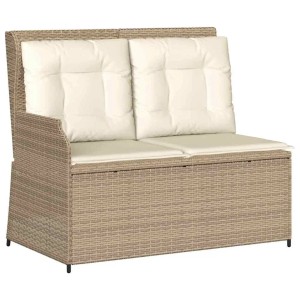 vidaXL Gartenbank mit Kissen Beige Poly Rattan 3394453