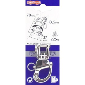 Conacord Schnappschäkel, V4A-Stahl, 6 mm x 70 mm, Edelstahl-Beschlag.