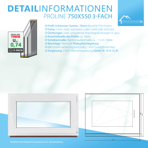 Framelux Kunststofffenster Proline Anthrazit, 3-fach Verglasung, 750x550 mm, Rechtsanschlag.