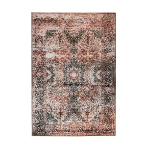 Beiger Kurzflor Teppich im Vintage Design mit orientalischem Muster, 80x150 cm.