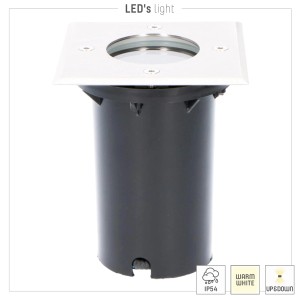 Eckiger LED`s light Außen-Einbaustrahler, Edelstahl, 1-flammig für Garten & Einfahrt.