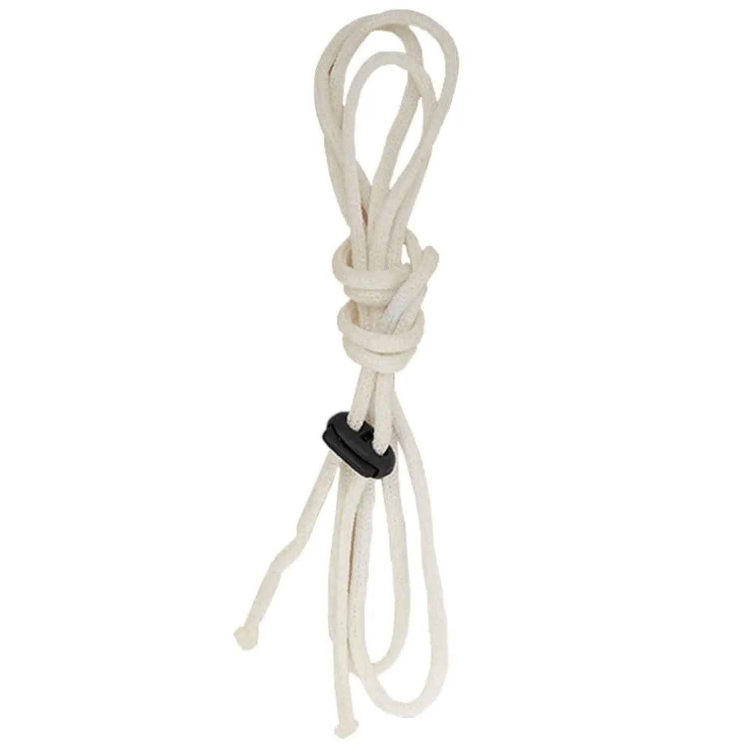 Weißes Befestigungsseil mit schwarzem Kordelstopper für Gartenstuhl-Schutzhülle.