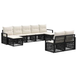 vidaXL Gartensofa-Set 9-Tlg Schwarz Poly-Rattan 3435838