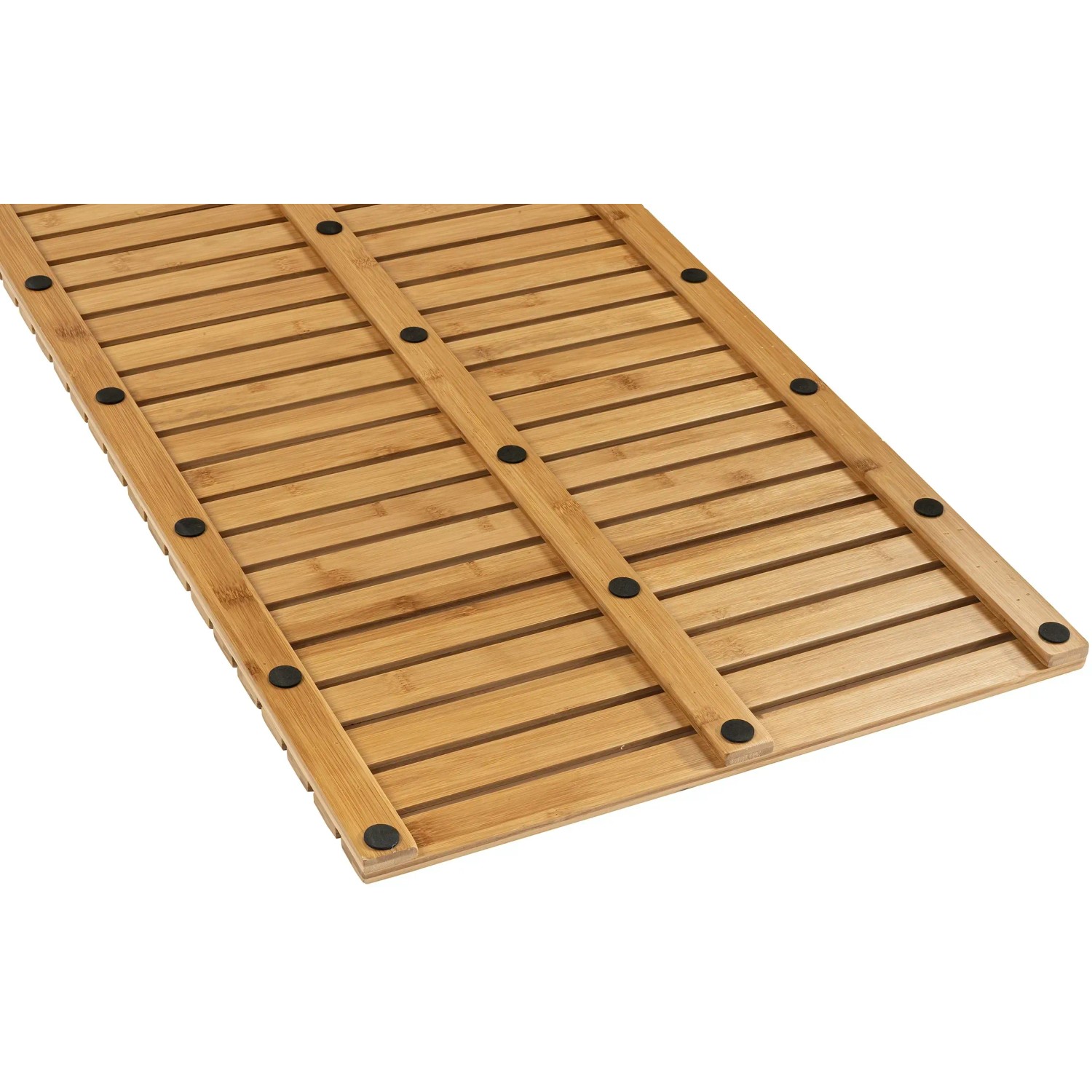 Baderost aus Bambus (100x50cm) mit rutschfester Unterseite für Bad und Dusche.