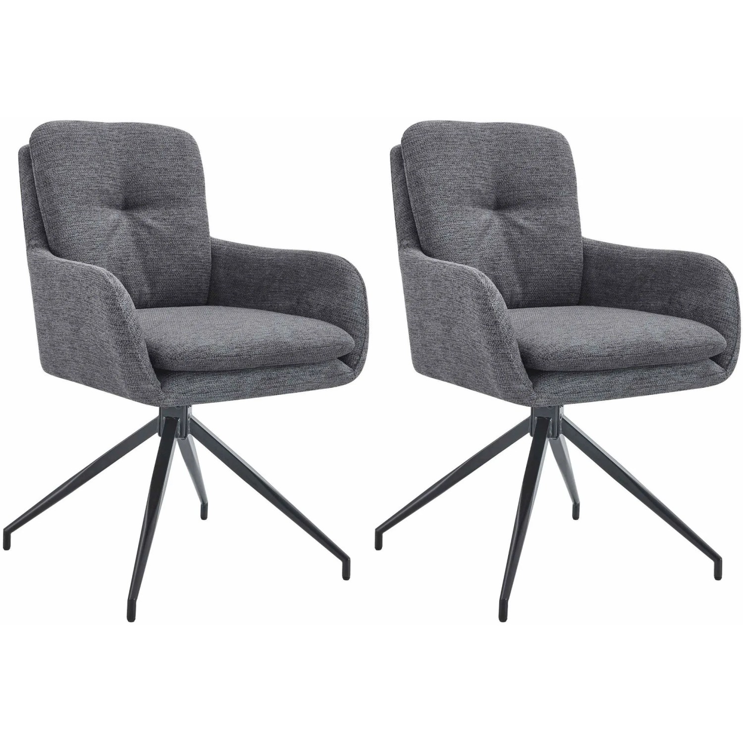 DELUKE 2er Set Esszimmerstuhl NAVER Stoff Dunkelgrau 58x63x85cm Essstühle Esszimmerstühle Küchenstühle Wohnzimmerstühle