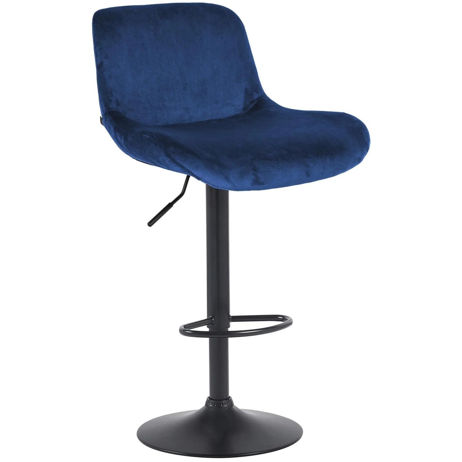 DELUKE Barhocker PONOR Samt Blau 50x50x85cm Schwarz Barstuhl Höhenverstellbar Mit Lehne Drehbar Tresenhocker Tresenstuhl