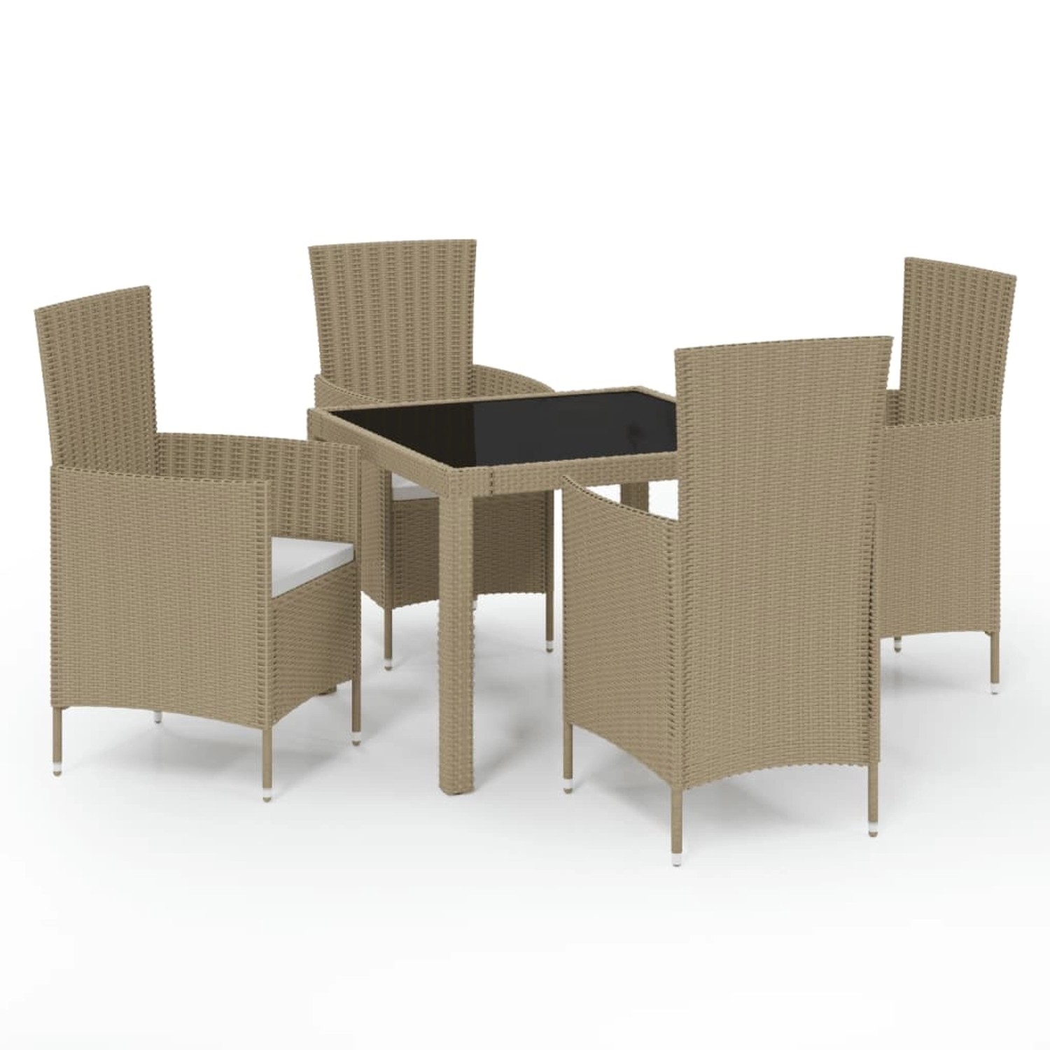 vidaXL 5-tlg Garten-Essgruppe mit Kissen Poly Rattan Beige Modell 6 günstig online kaufen