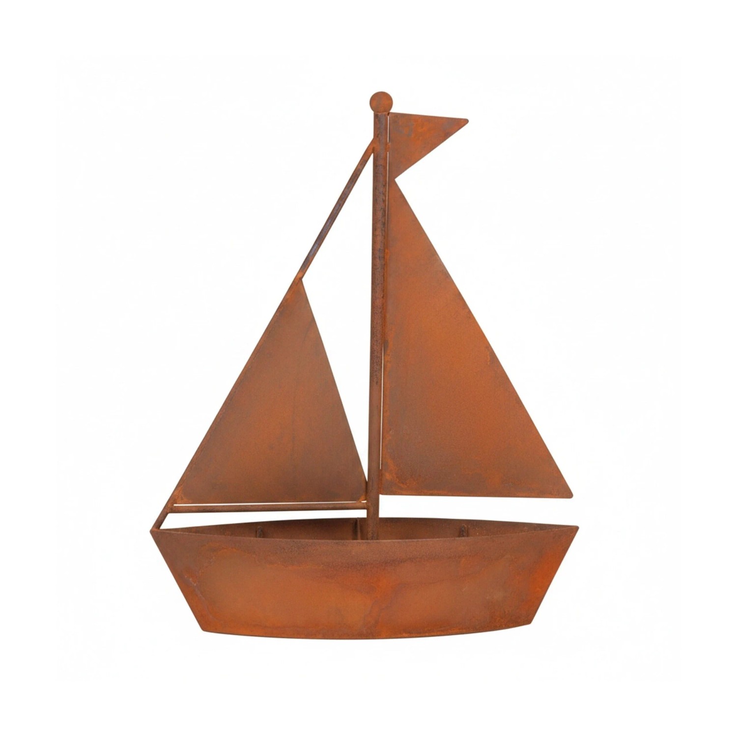 Relaxdays Pflanzschiff Stahl Braun Bepflanzbar 43 cm x 34,5 cm x 10 cm
