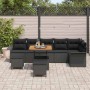 Schwarzes 9-teiliges Garten-Sofa-Set aus Poly Rattan von vidaXL für Terrasse und Garten.