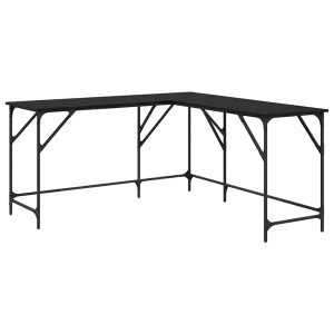 vidaXL Schreibtisch, Eichen-Optik, schwarz, L-Form, 149x149x75 cm. Ideal für Büro und Homeoffice.