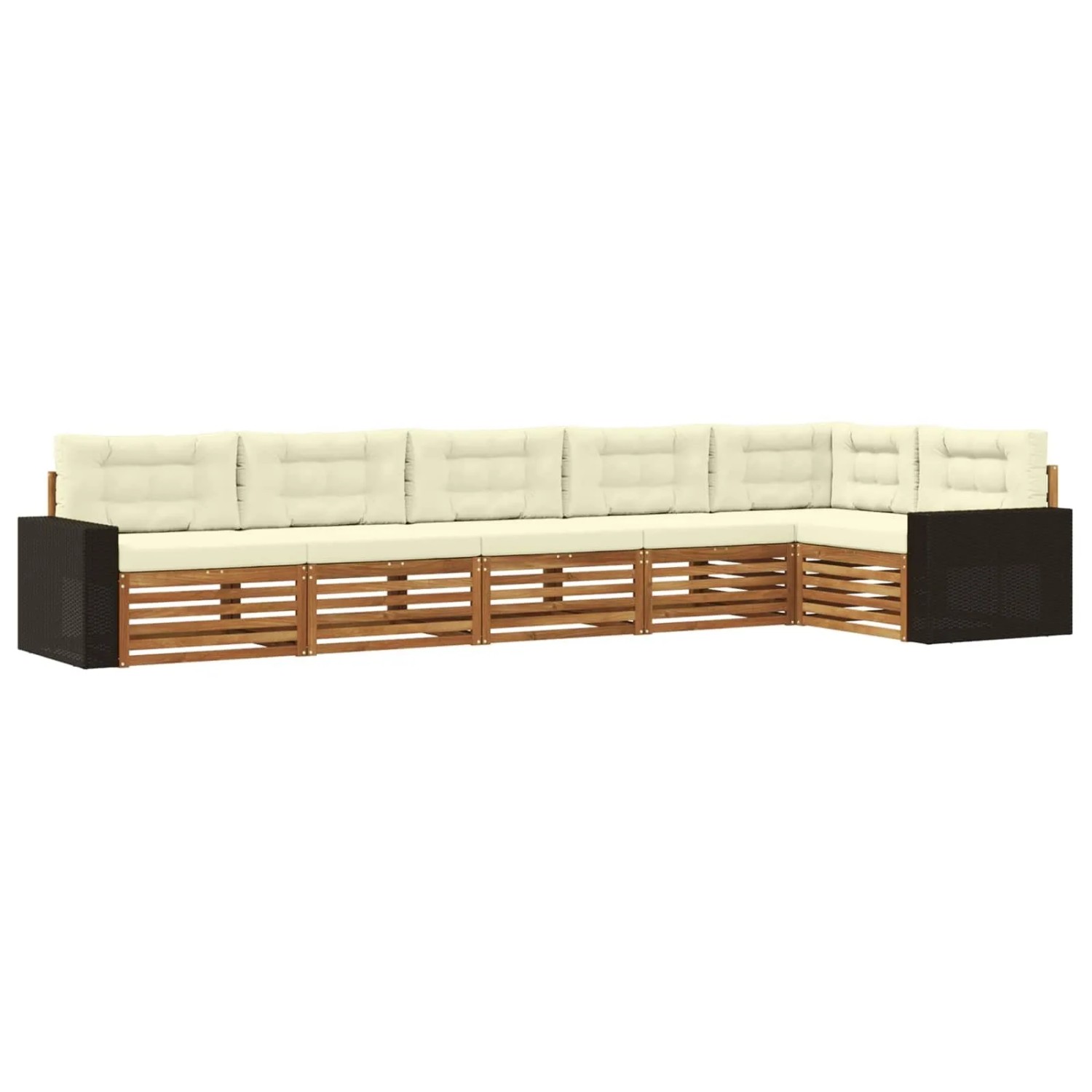 vidaXL Outdoor-Sofagarnitur 6 Stk Natur und Creme 402 x 172,5 x 73 cm 3383423