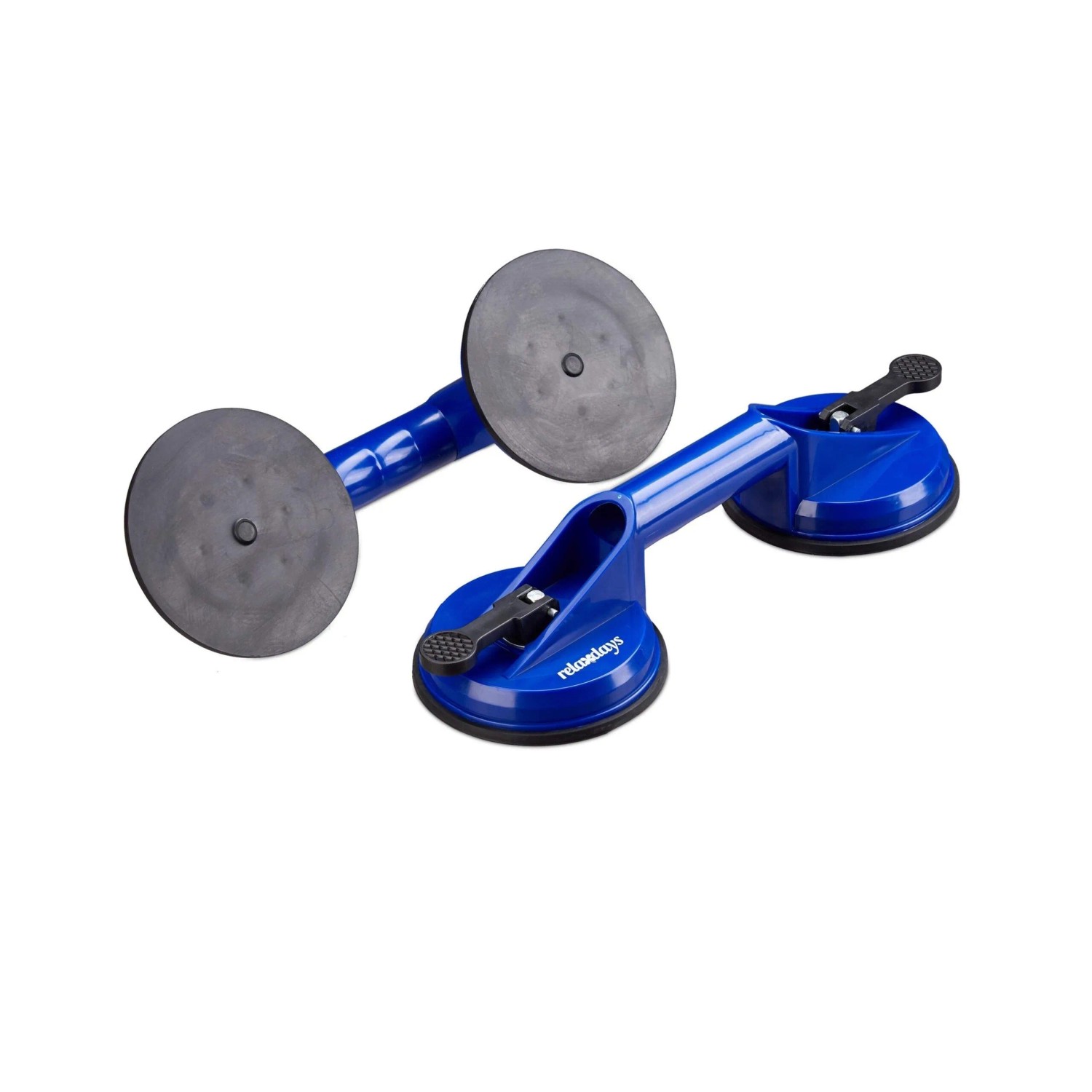 Relaxdays Doppelsaugheber 2er Set ABS-Kunststoff Gummi Blau Schwarz Tragkraft 80 kg 32,5 cm x 7 cm 530 g