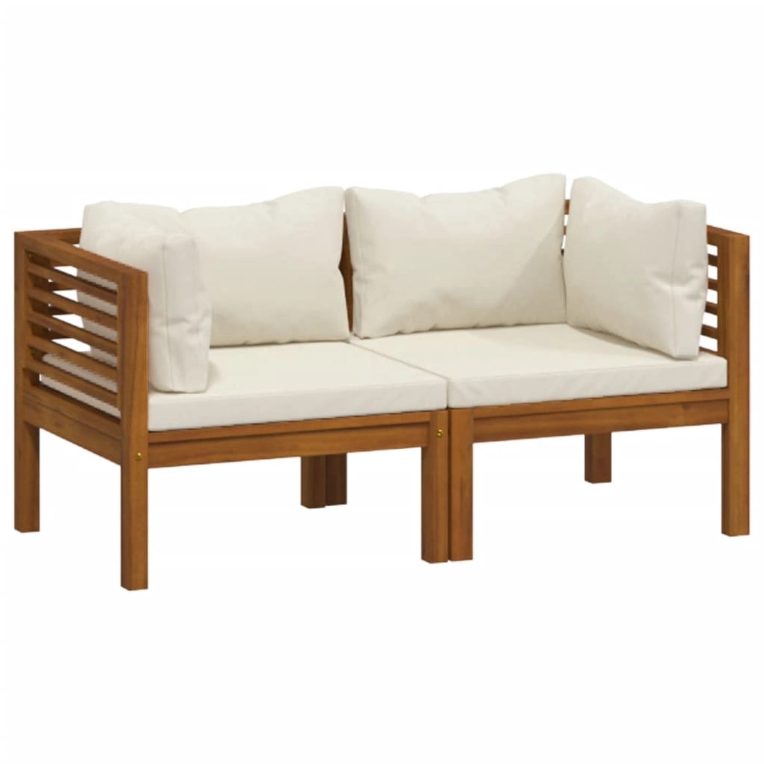 vidaXL 2-Sitzer-Gartensofa mit Creme Kissen Massivholz Akazie