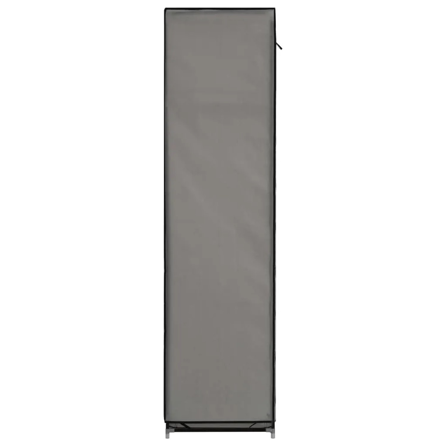 Grauer vidaXL Kleiderschrank mit Stoffbezug, Fächern und Stangen, 150x45x175cm.