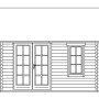 Skizze Gartenhaus Skan Holz Toronto 1: Holzhaus mit Doppeltür und Fenster. Weekendhaus.