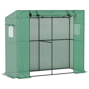 Furnicato Mini-gewächshaus Anlehn-gewächshaus Mit Rolltür Und Netzfenstern Uv-beständig Für Blumen Setzlinge Pflanzen Grün
