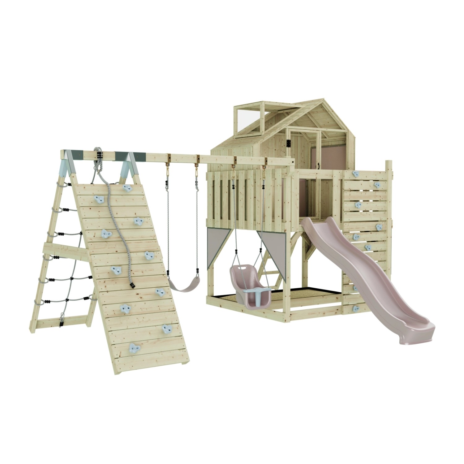 OutdoorToys Spielturm Oscar mit Babyschaukel Altrosa günstig online kaufen