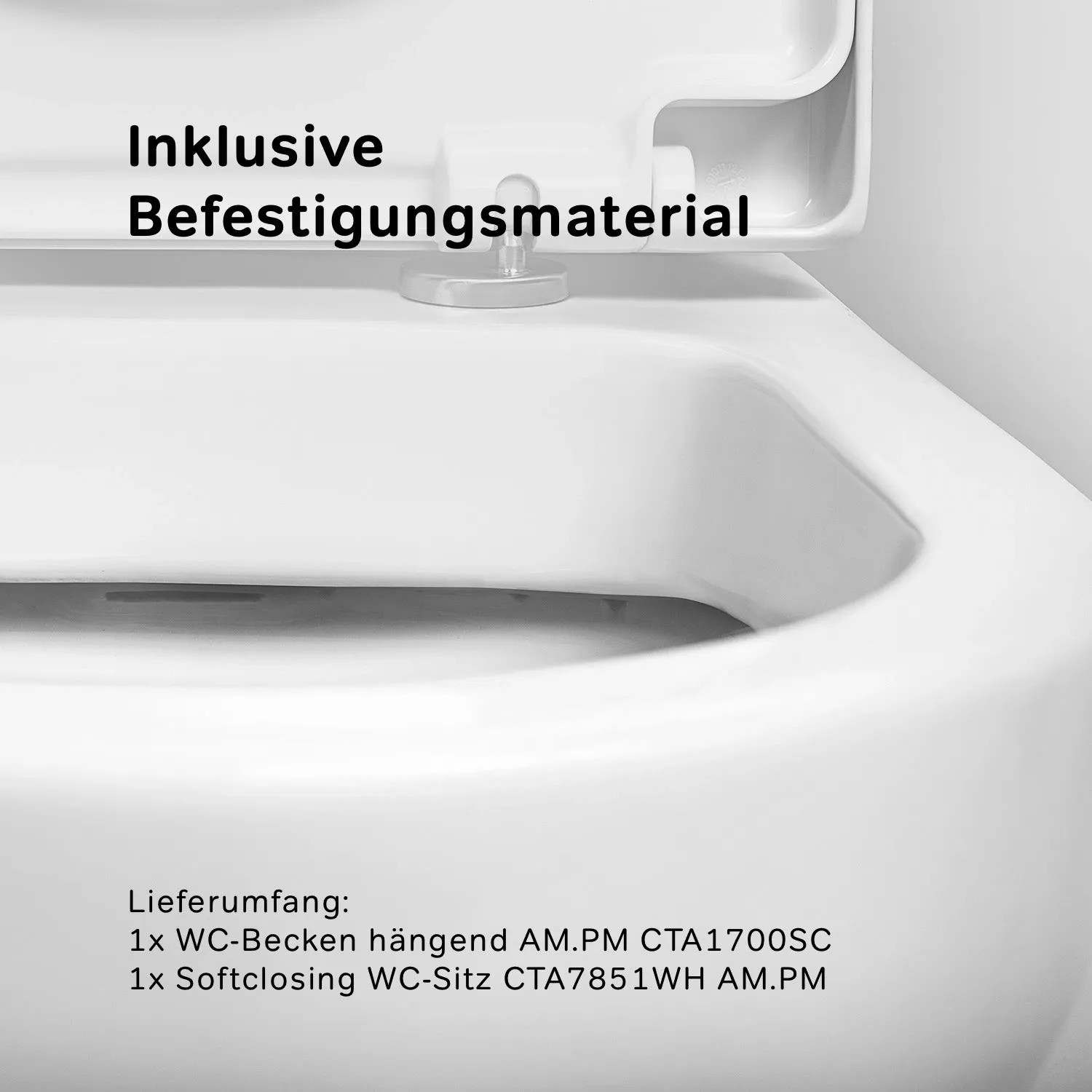AM.PM Wand-WC CTA1700SC mit Softclose-Sitz: Hänge-WC aus Sanitärkeramik, inklusive Befestigungsmaterial.