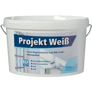 Eimer Projekt Weiß Wandfarbe, 10L, matte Dispersionsfarbe für Innenräume.