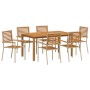 7-teilige Garten Essgruppe aus Poly Rattan in Beige. Gartenmöbel Set mit Tisch und 6 Stühlen.