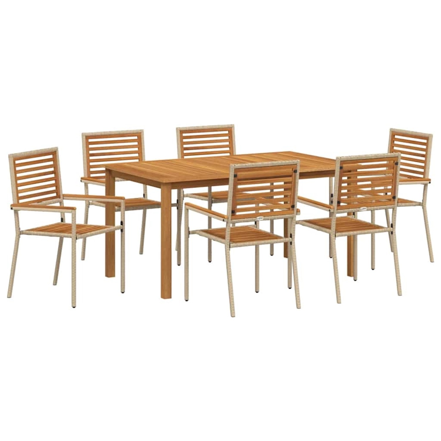vidaXL Garten Essgruppe 7-Tlg Beige Poly Rattan 3365522 günstig online kaufen