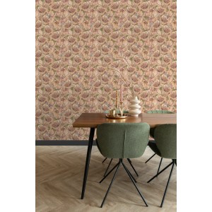 ESTAhome Tapete Blumenmuster Braun Beige und Altrosa 50 x 900 cm