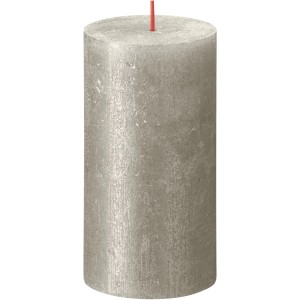 Bolsius Rustik-Kerze Shimmer in Champagner, 130/68 mm, Stumpenkerze mit Metallic-Effekt.